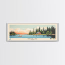 Payette Lake, Idaho Framed Canvas Print, Panoramic Wall Art, Midcentury Modern, Pop Art, Home Decor, Travel Poster, Living Room Art
