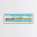 West Reservoir, Ohio Framed Canvas Print, Panoramic Lake House Decor, Midcentury Modern Art, Pop Art, Travel Poster, Living Room Wall Art
