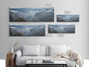 Ultrawide Panoramic Watercolor Landscape Painting Of A Desert Canyon, Framed Canvas Print, Subdued Boho Minimalist Wall Art, Guest Room Art