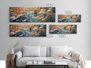 Panoramic Koi Pond Painting Canvas Print, Framed Wall Art, Unique Home Decor, Gift Idea, Art With Frame, Living Room Art