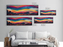 Beautiful Panoramic Sunset Watercolor, Extra Large Wall Art, Framed Panoramic Canvas Print, Framed Wall Art