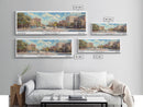 Columbia South Carolina Panoramic Watercolor Painting Framed Canvas Print, Travel Poster Art, Urban Cityscape, Living Room Decor, Wall Hanging, Office Art, Southern Charm Gift
