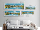 Bend Oregon Panoramic Painting, Mid Century Modern Framed Canvas Print, Retro Pop Art Travel Poster, City Wall Art Decor, Office Art