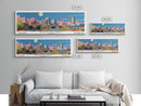 Birmingham Alabama Panoramic Painting, Mid Century Modern Framed Canvas Print, Retro Pop Art Travel Poster, Office Wall Art, City Print