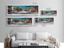 Concord California Panoramic Painting, Mid Century Modern Framed Canvas Print, Retro Pop Art Travel Poster, City Wall Decor, Office Decor