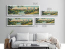 Kansas City Missouri Panoramic Painting, Mid Century Modern Framed Canvas Print, Retro Pop Art Travel Poster, Living Room Decor