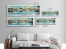 Lakeland Florida Panoramic Painting, Mid Century Modern Framed Canvas Print, Retro Pop Art Travel Poster, Home Wall Decor