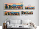 Shakhty Russia Panoramic Travel Poster, Framed Canvas Print or Metal Wall Art, Travel Art, Home Decor, Panoramic Painting, Midcentury Art