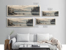 Cedar Lake Framed Canvas Print, Panoramic Lake House Decor, Wide Wall Art, Travel Poster, Rustic Lake Painting, Nature Art