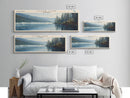 Clear Lake Framed Canvas Print, Lake House Art, Panoramic Wide Art, Travel Poster, Rustic Lake Painting, Home Decor