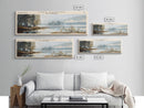 Lake Sunapee New Hampshire Framed Canvas Print, Lake House Decor, Panoramic Wall Art, Travel Poster, Scenic Landscape Painting, Living Room Decor