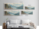 Lake Wenatchee Washington Framed Canvas Print, Lake House Decor, Panoramic Wall Art, Travel Poster, Landscape Painting, Contemporary Art