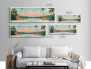Alligator Lake Florida Framed Canvas Print, Panoramic Travel Poster, Pop Art, Midcentury Modern Wall Art, Scenic Bedroom Decor
