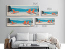 Cayuga Lake New York Framed Canvas Print, Pop Art Panoramic Travel Poster, Midcentury Modern, Wall Art, Scenic Nature Painting, Bedroom Decor, Living Room Art