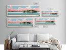 Geist Lake Indiana Framed Canvas Print, Panoramic Art, Midcentury Modern, Pop Art, Living Room Decor, Travel Poster, Nature Art, Wall Art