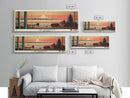 Lake Washington, Washington Panoramic Wall Art Framed Canvas Print, Midcentury Modern, Pop Art, Home Decor, Travel Poster, Living Room Art