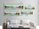 Phelps Lake, Wyoming Framed Canvas Print, Panoramic Wall Art, Midcentury Modern, Pop Art, Home Decor, Travel Poster, Bedroom Art