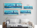Surabaya, Indonesia Panoramic Travel Poster Canvas Print, Surabaya, Indonesia Painting, Indonesia Art, Surabaya Travel Art, Guest Room Painting