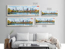 Windsor, Canada Panoramic Travel Poster Canvas Print, Windsor, Canada Painting, Canada Art, Windsor Panoramic Travel Art, Travel Painting