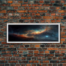 Starry Night Sky Canvas Print, Original Astral Bodies Painting Print, Panoramic / Large Format Wall Art, Framed Art