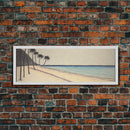 Minimalist Beach Canvas Art Print, Seashore, Shoreline, Ocean, Plam Trees, Tropical Beach, Wall Decor, Panoramic, Wall Art, Canvas Print