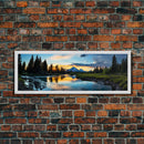 Photographic Panoramic of Banff National Park, Sunset Photography, National Park Art, Framed Canvas Print, Landscape Photography