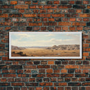 Panoramic Watercolor of Badlands National Park, North Dakota Wall Art, Landscape Painting Travel Art