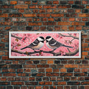 The Kissing Orioles, Cute Bird Art, Framed Canvas Print, Valentine's Day, Gift For Her