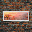 Dew Covered Spiderweb In The Fall, Framed Canvas Print, Autumn Centerpiece, Fall Leaves In The Autumn
