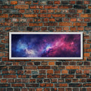The Cosmic Balance, Framed Canvas Print Wall Art, Space Art, Galaxy Print, Turquoise and Pink Starry Night Sky