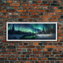 Northern lights canvas wall art Forest print Aurora Borealis Night Sky canvas Nature wall art Northern lights Landscape Framed Wall Art