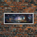 Spiritual Fantasy Forest Wall Art Print, Lanterns and Glowing Trees and Rivers, Fantasy Painting, Living Room Wall Art