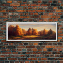 A Forest In Autumn, Fall Decor, Extra Large Wall Art, Framed Panoramic Canvas Print, Framed Wall Decor