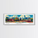 Charlotte North Carolina Panoramic Painting Framed Canvas Print, Mid Century Modern Art, Pop Art Style, Travel Poster, Wall Art Decor