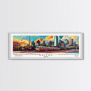 Dallas Texas Panoramic Wall Art Framed Canvas Print, Mid Century Modern Art, Pop Art Style, Travel Poster, Home Decor, Wall Hanging