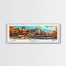 Lincoln Nebraska Panoramic Wall Art, Mid Century Modern Framed Canvas Print, Retro Pop Art Travel Poster, Home Decor