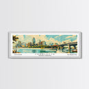 Charlotte North Carolina Panoramic Painting, Mid Century Modern Framed Canvas Print, Retro Pop Art Travel Poster, Wall Art, Home Decor, Office Art