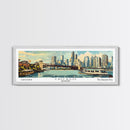Chicago Illinois Panoramic Painting, Mid Century Modern Framed Canvas Print, Retro Pop Art Travel Poster, Wall Decor, Gift Idea, Home Decor