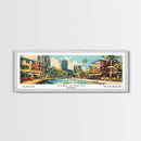 Orlando Florida Panoramic Wall Art, Mid Century Modern Framed Canvas Print, Retro Pop Art Travel Poster, Home Decor, Office Art, Gift Idea, Living Room Wall Hanging