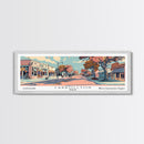 Carrollton Texas Panoramic Painting, Mid Century Modern Framed Canvas Print, Retro Pop Art Travel Poster, Office Wall Art, City Print