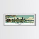 Fort Wayne Indiana Panoramic Art, Mid Century Modern Framed Canvas Print, Retro Pop Art Travel Poster, Home Wall Decor