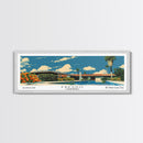Fresno California Panoramic Painting, Mid Century Modern Framed Canvas Print, Retro Pop Art Travel Poster, Living Room Wall Art
