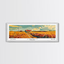 Lincoln Nebraska Panoramic Wall Art, Mid Century Modern Framed Canvas Print, Retro Pop Art Travel Poster, Home Wall Art