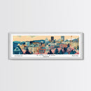 Portland Oregon Panoramic Wall Art, Mid Century Modern Framed Canvas Print, Retro Pop Art Travel Poster, City Art, Office Wall Decor, Living Room Art