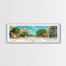 Round Rock Texas Panoramic Painting, Mid Century Modern Framed Canvas Print, Retro Pop Art Travel Poster, City Art, Office Wall Decor, Living Room Art