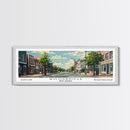 Woodbridge New Jersey Panoramic Painting, Mid Century Modern Framed Canvas Print, Retro Pop Art Travel Poster, Office Wall Art, Home Decoration