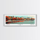 Akron Ohio Panoramic Painting, Framed Canvas Print, Mid Century Modern Wall Art, Retro Pop Art Travel Poster, Living Room Decor, City Art