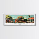 Brownsville Texas Panoramic Painting, Framed Canvas Print, Mid Century Modern Wall Art, Retro Pop Art Travel Poster, Living Room Decor, City Art