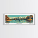Charlotte North Carolina Panoramic Painting, Framed Canvas Print, Mid Century Modern Wall Art, Retro Pop Art Travel Poster, Living Room Decor, City Art