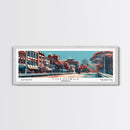 Columbus Georgia Panoramic Painting, Framed Canvas Print, Mid Century Modern Wall Art, Retro Pop Art Travel Poster, Home Decor, City Art